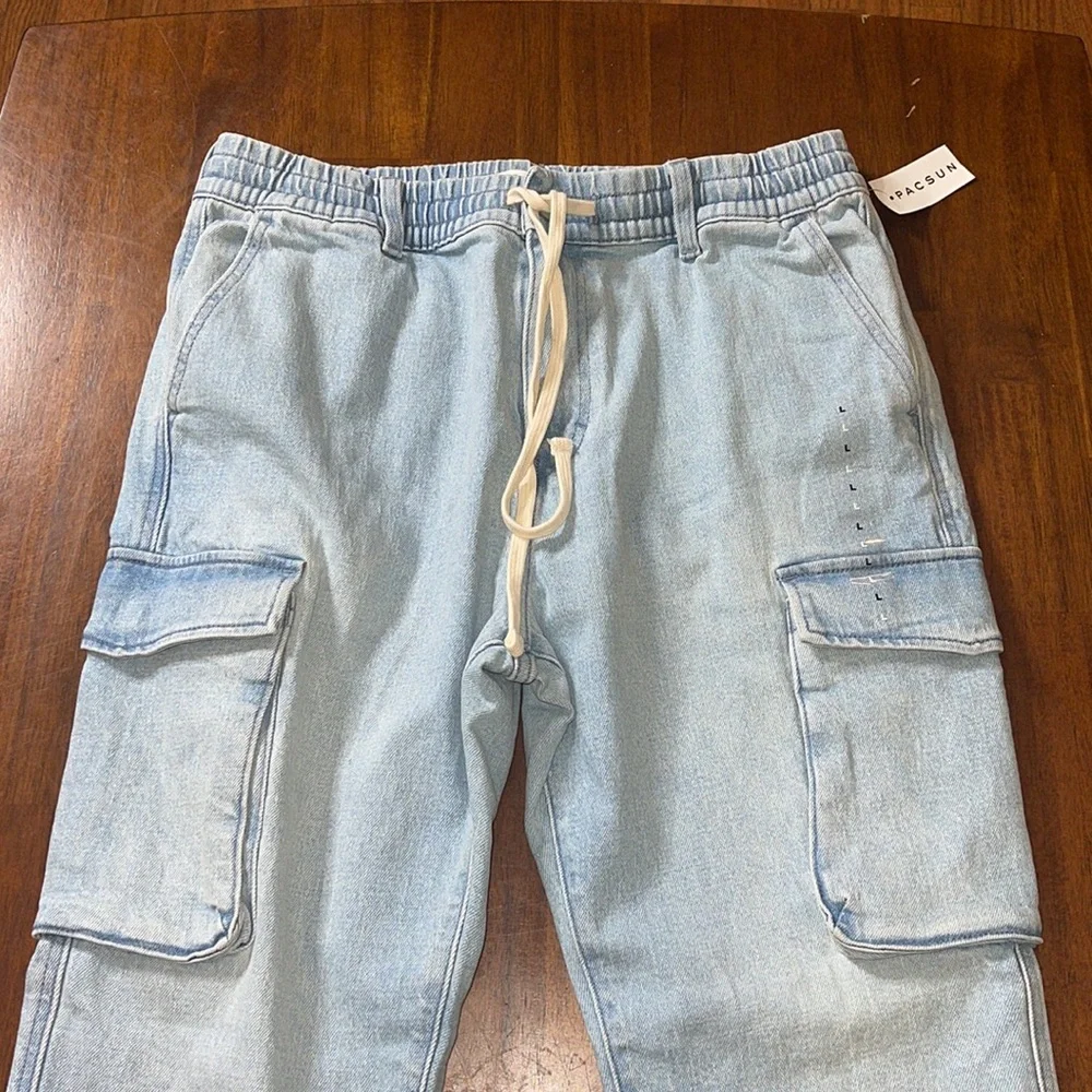 PacSun ladies drawstring slim taper denim jeans. Size large. NWT.